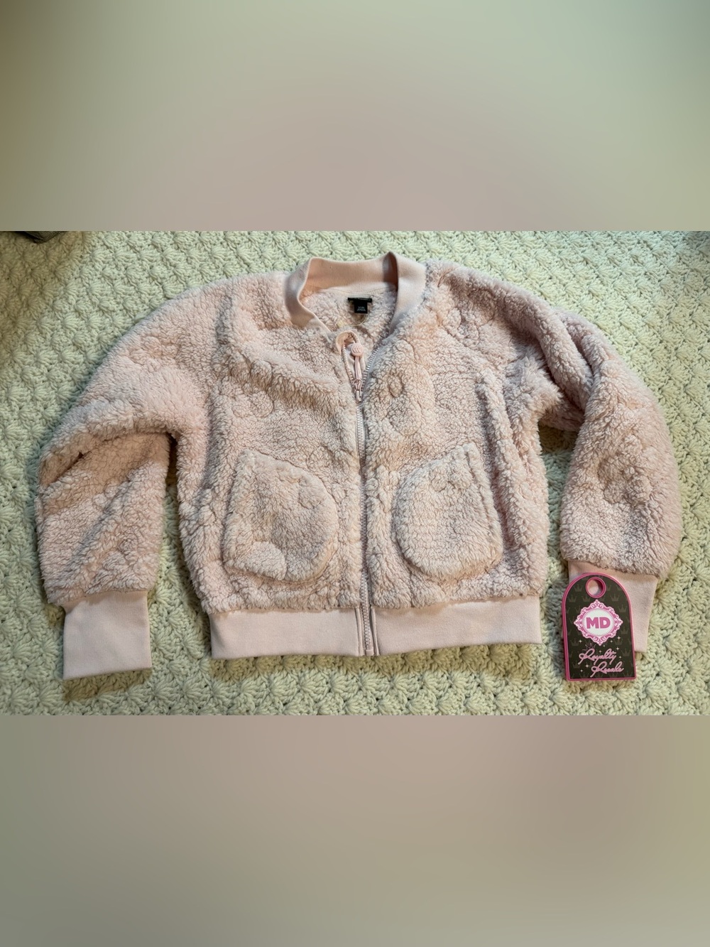 all in motion Light Pink Plush Teddy Zip Jacket for Kids